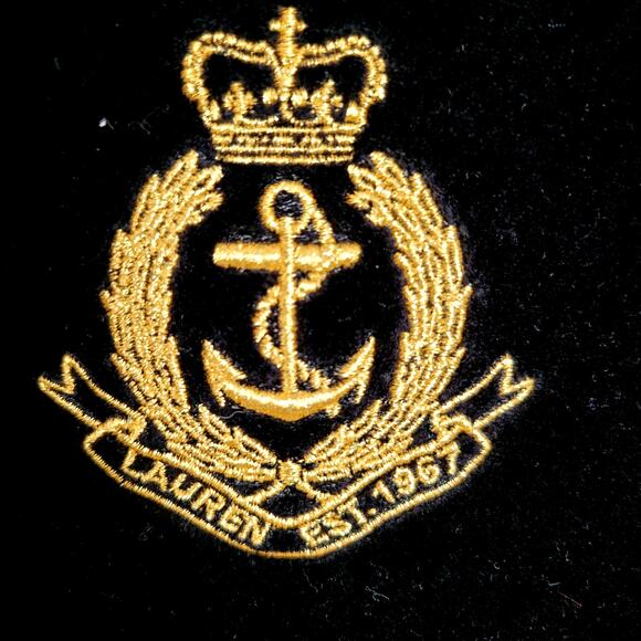 Lauren Ralph Lauren Zip Up Velour Hoodie Jacket Crest Size S Black Preppy Y2K - Picture 3 of 8